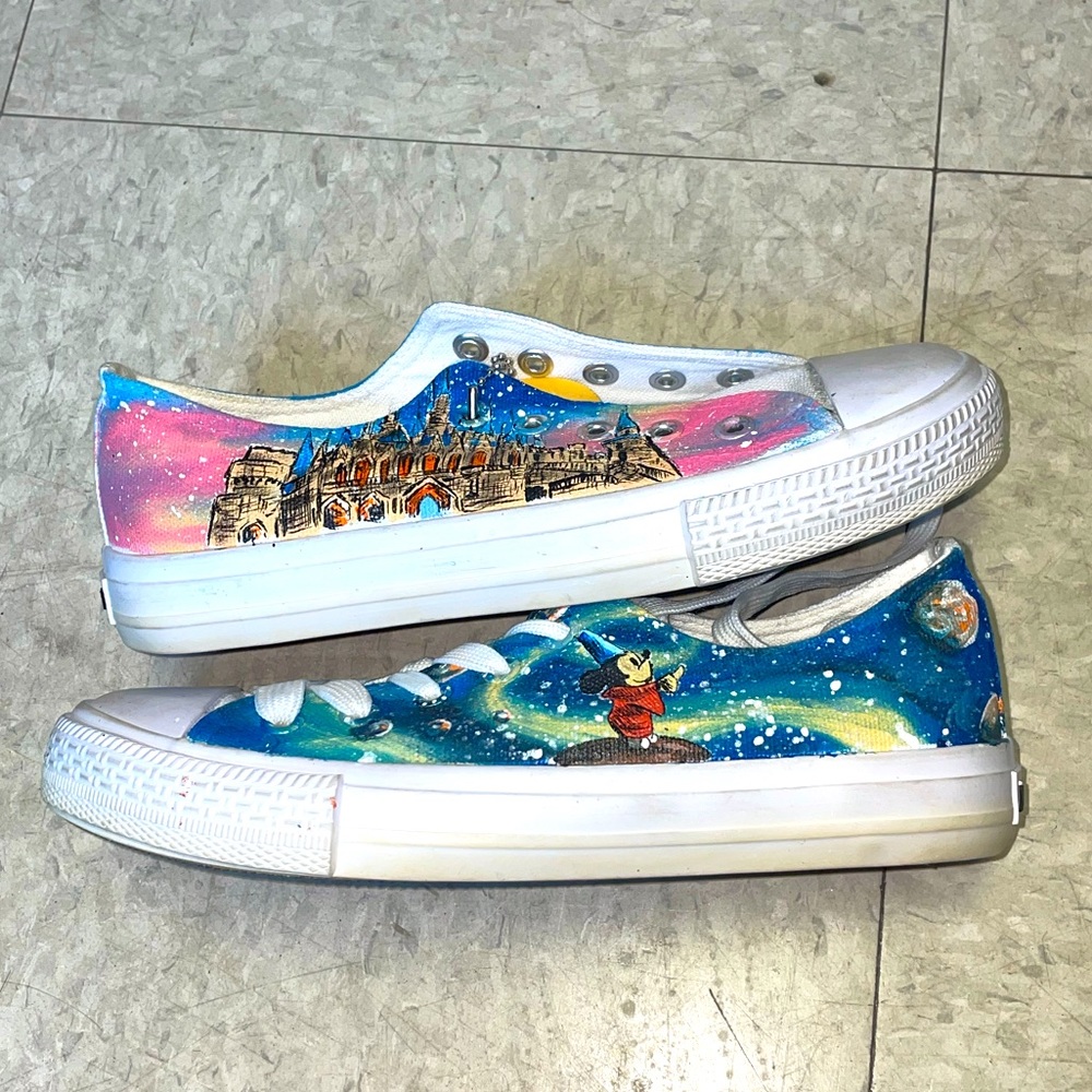 Disney Sneakers - Hand Painted, Never Worn, Size 5